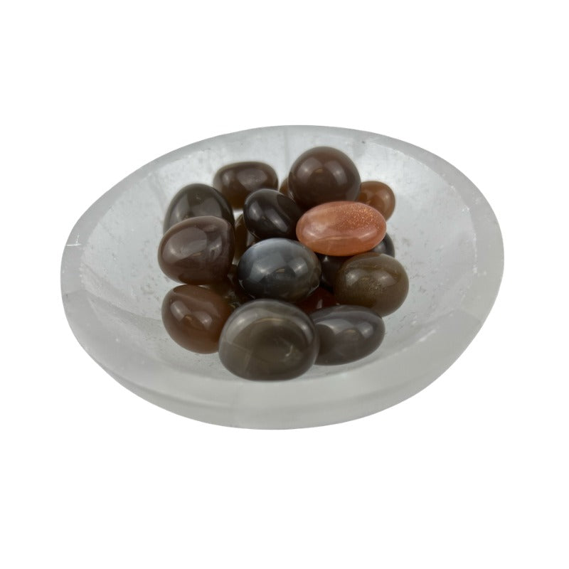 Peach and Black Moonstone Tumbled Stone - 12-20 mm