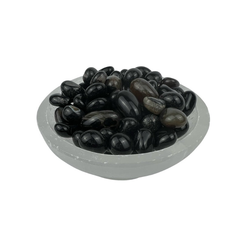 Black Agate Tumbled Stone - 10-20 mm