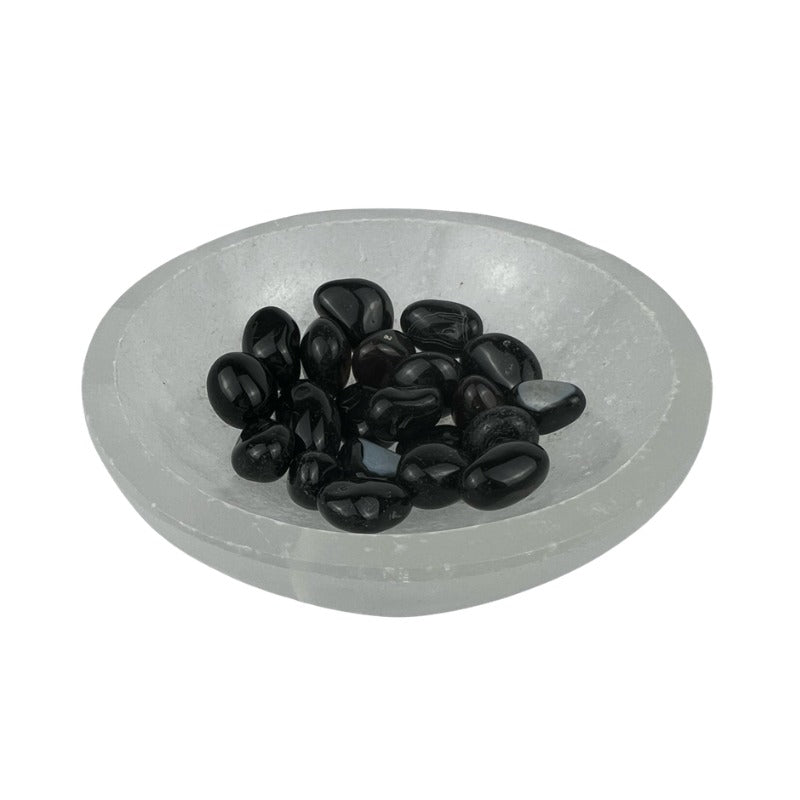 Black Agate Tumbled Stone - 10-20 mm