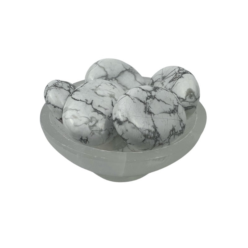 White Howlite Palm Stone - 1.75 inch