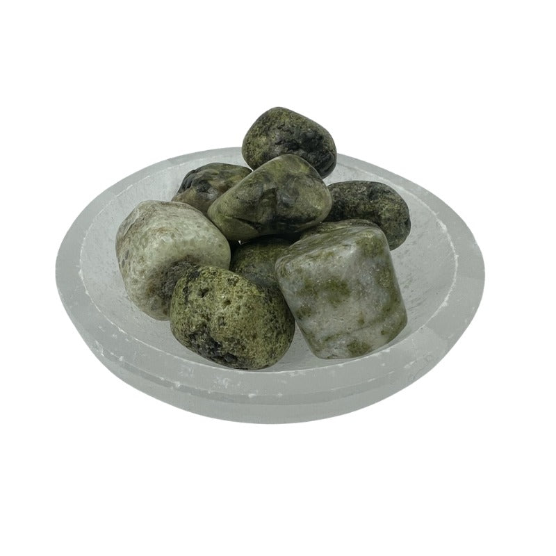 Epidote with Quartz Tumbled Stone - 20-30 mm