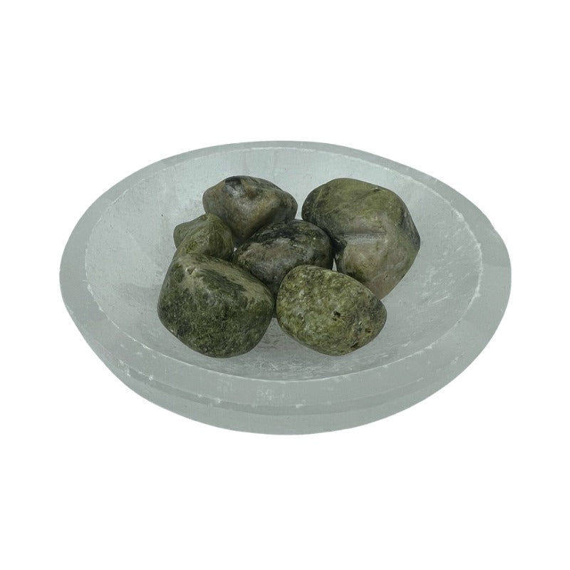 Epidote with Quartz Tumbled Stone - 20-30 mm