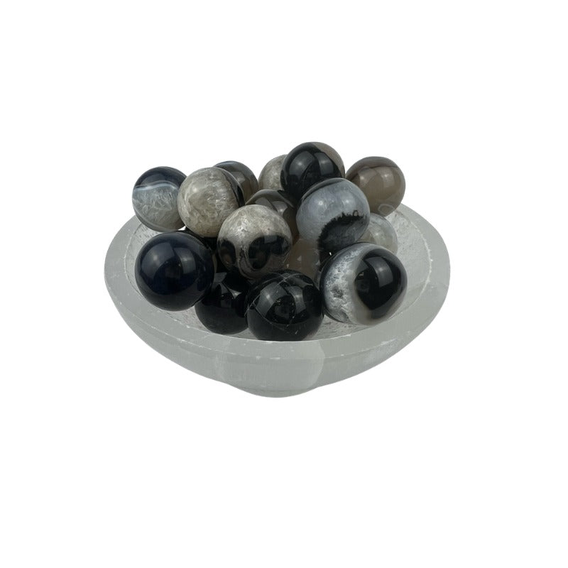 Black with Quartz Agate Marble - 15-20 mm