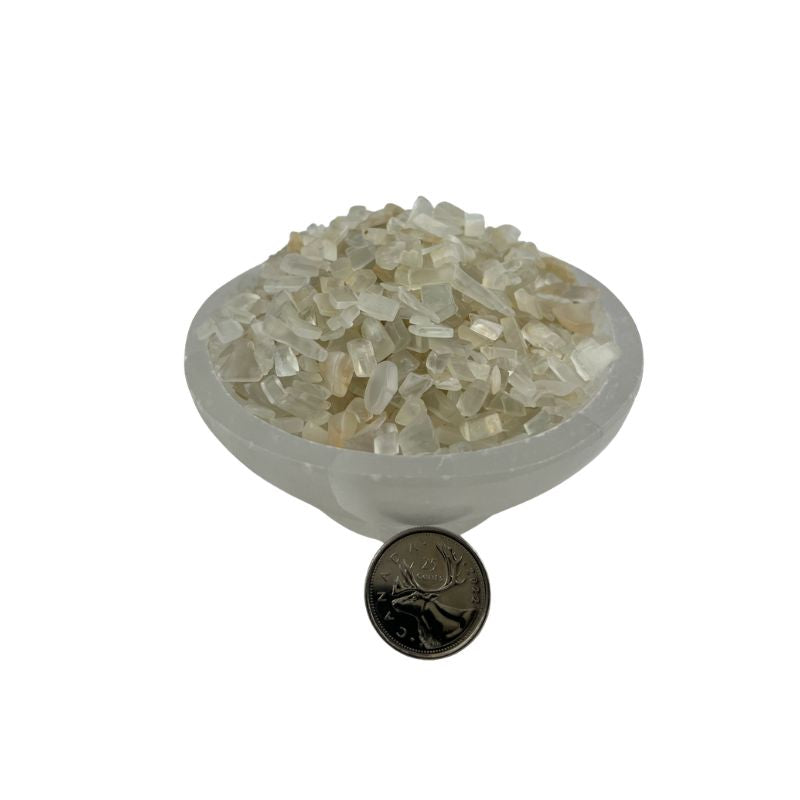 White Moonstone Tumbled Chips - 4-10 mm