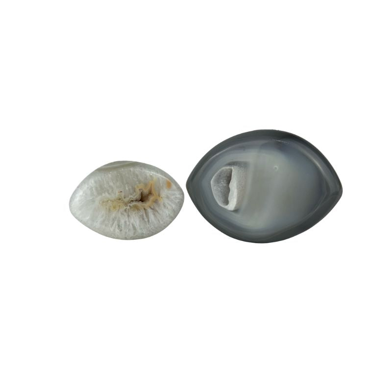Agate Eyes Polished with Druse Slice - 4.25-5.5 inch