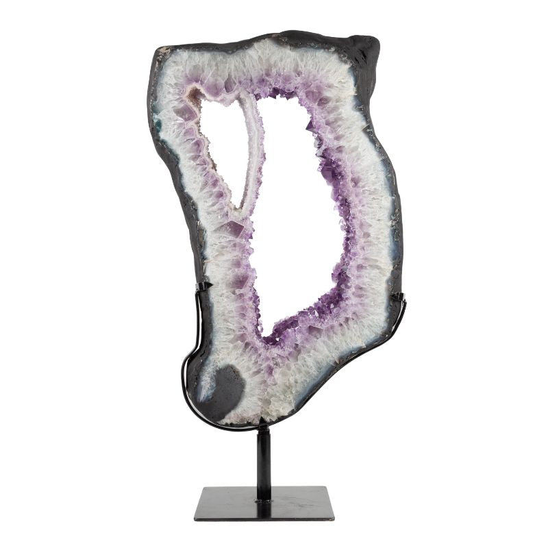 Amethyst Ring with Fine Druse on Metal Stand Specimen - 24.0 inch
