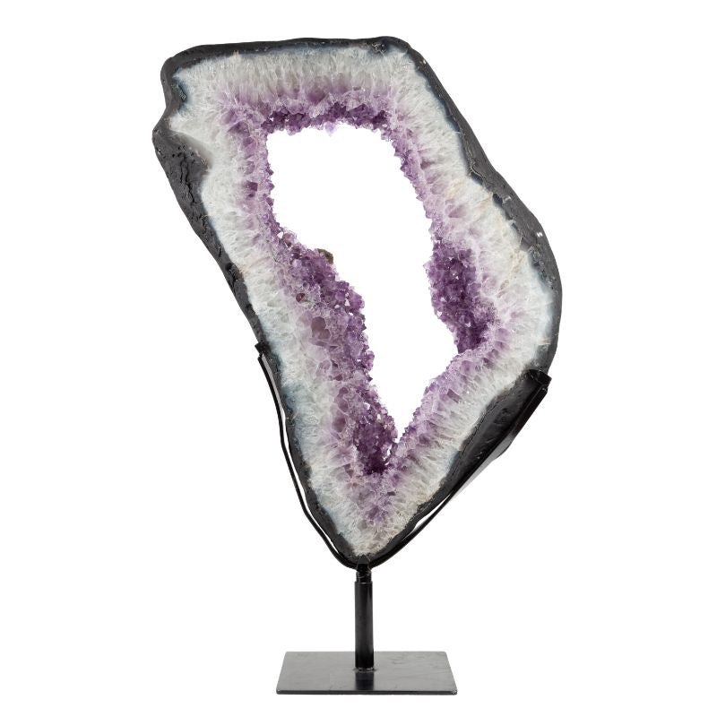 Amethyst Ring with Fine Druse on Metal Stand Specimen - 24 inch