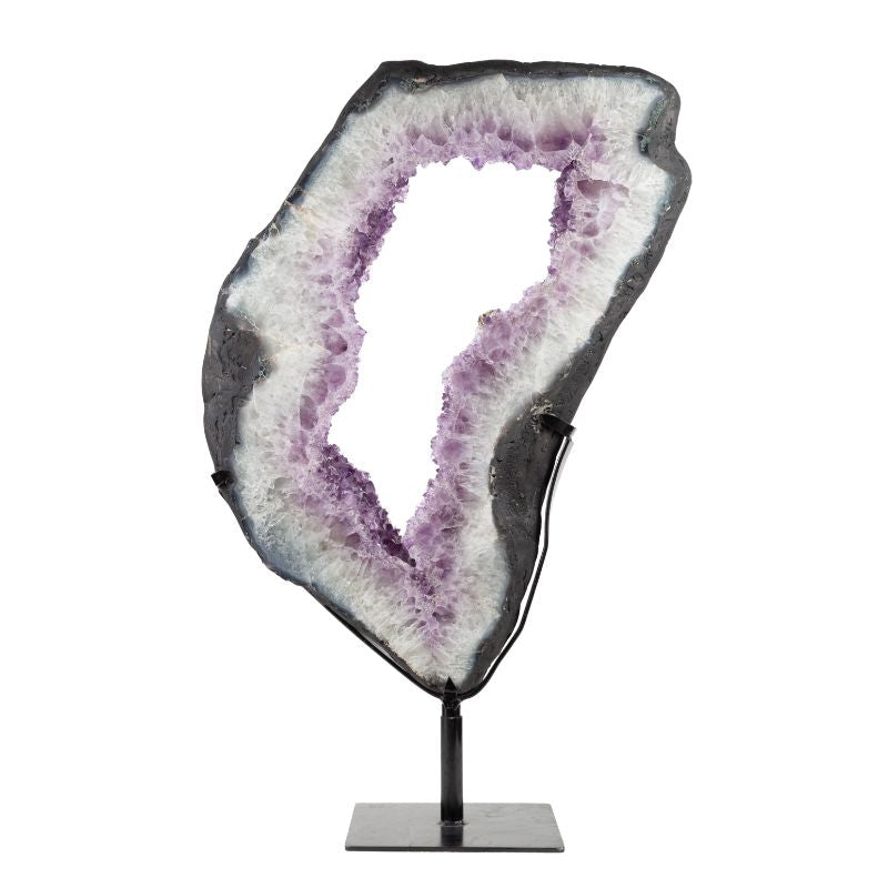 Amethyst Ring with Fine Druse on Metal Stand Specimen - 24 inch