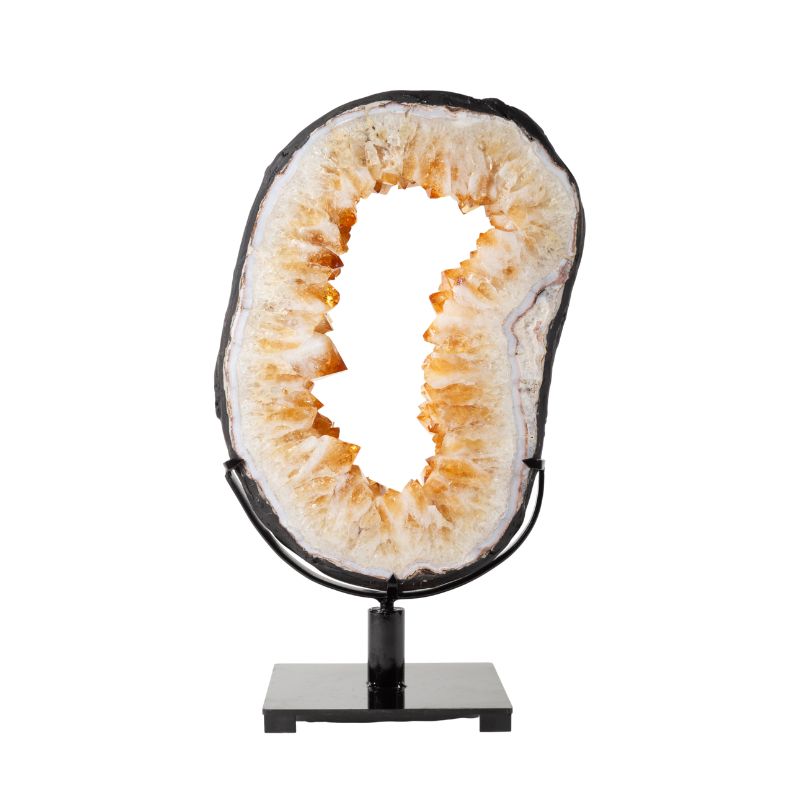 Citrine Ring on Metal Stand Specimen - 19.5 inch