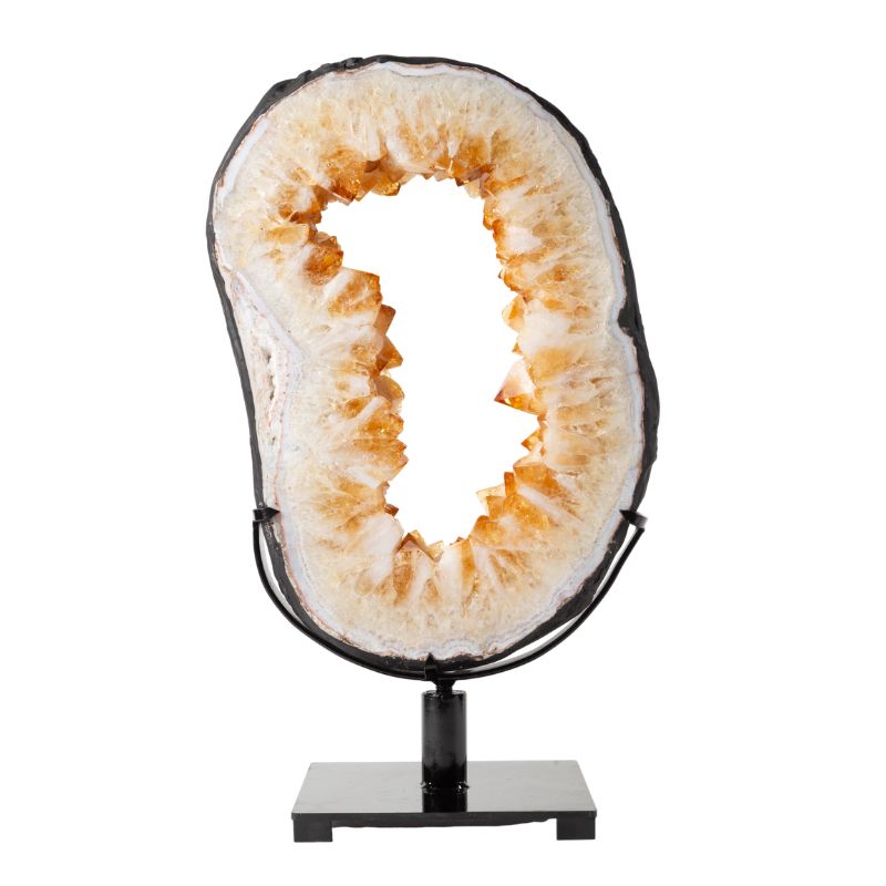 Citrine Ring on Metal Stand Specimen - 19.5 inch