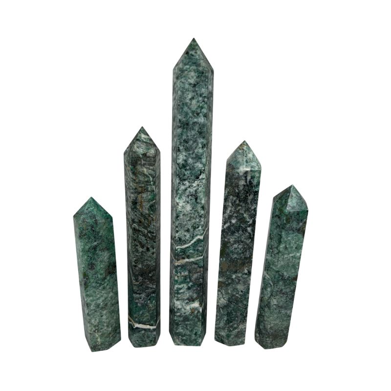 Nephrite Jade with Pyrite Crystal Tower - 7.0-12.5 inch