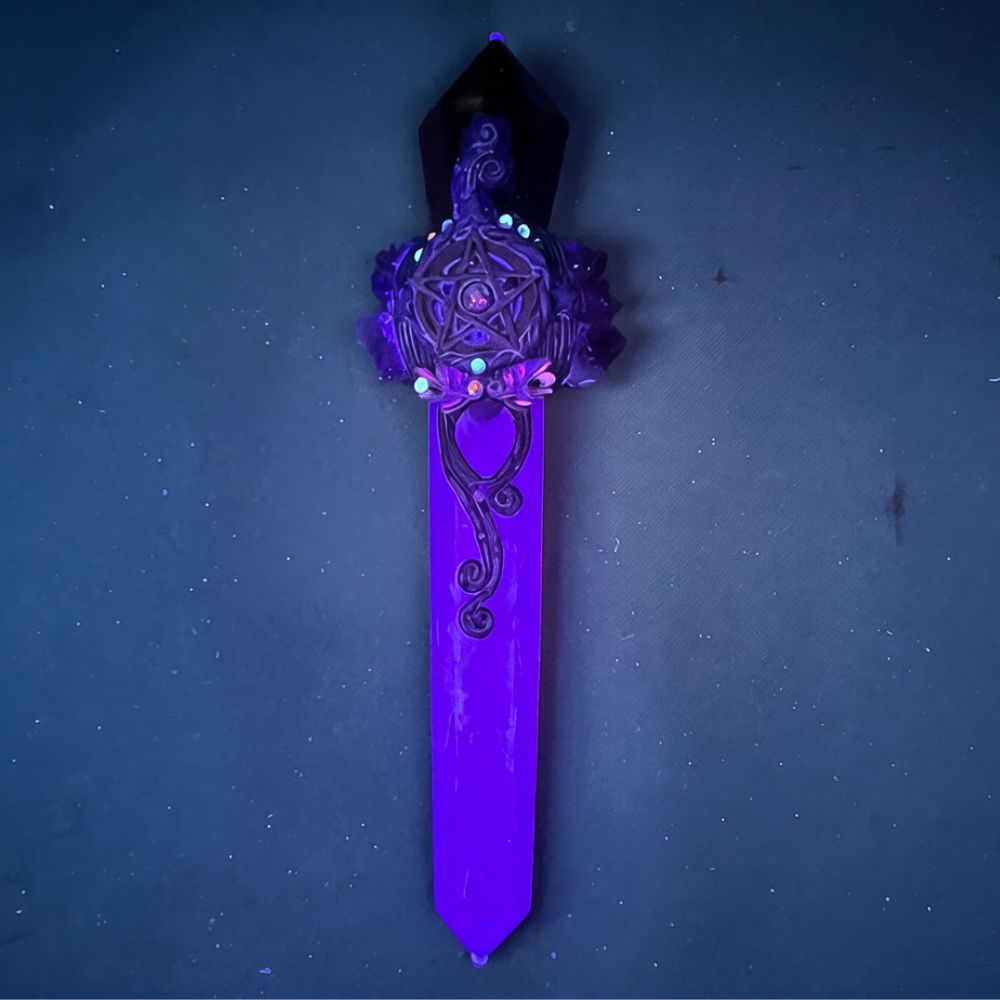 Amethyst and Green Fluorite Ritual Wand - 7.5 inch