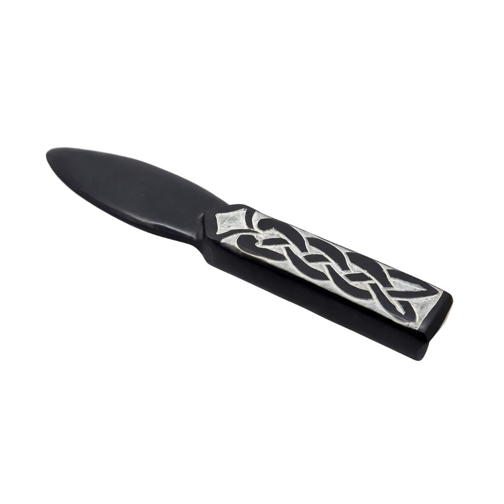 Black Celtic Handle Soapstone Athame - 7 inch