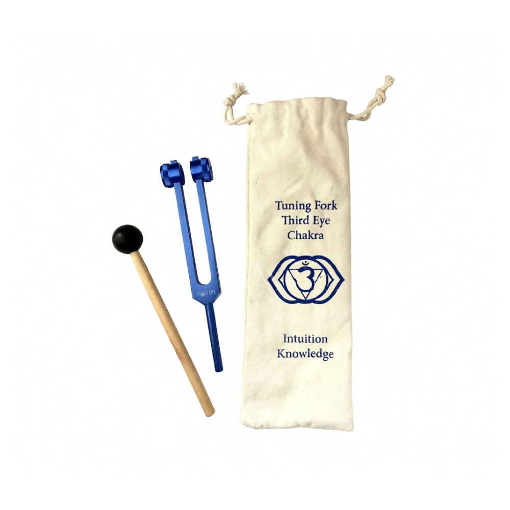 Dark Blue Third Eye Chakra Tuning Fork with Stick & Bag - 7.5 inch