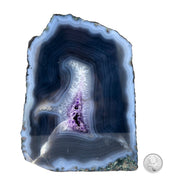 Amethyst Geode Half With Blue Agate - 7.7 x 6.0 inch