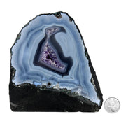 Amethyst Geode Half With Blue Agate - 5.6 x 5.8 inch