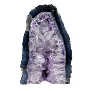 Amethyst Geode Half With Blue Agate - 7.8 x 5.1 inch