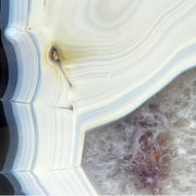 Amethyst Geode Half With Blue Agate - 7.0 x 6.2 inch