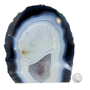 Amethyst Geode Half With Blue Agate - 7.0 x 6.2 inch