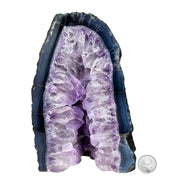 Amethyst Geode Half With Blue Agate - 8.0 x 5.2 inch