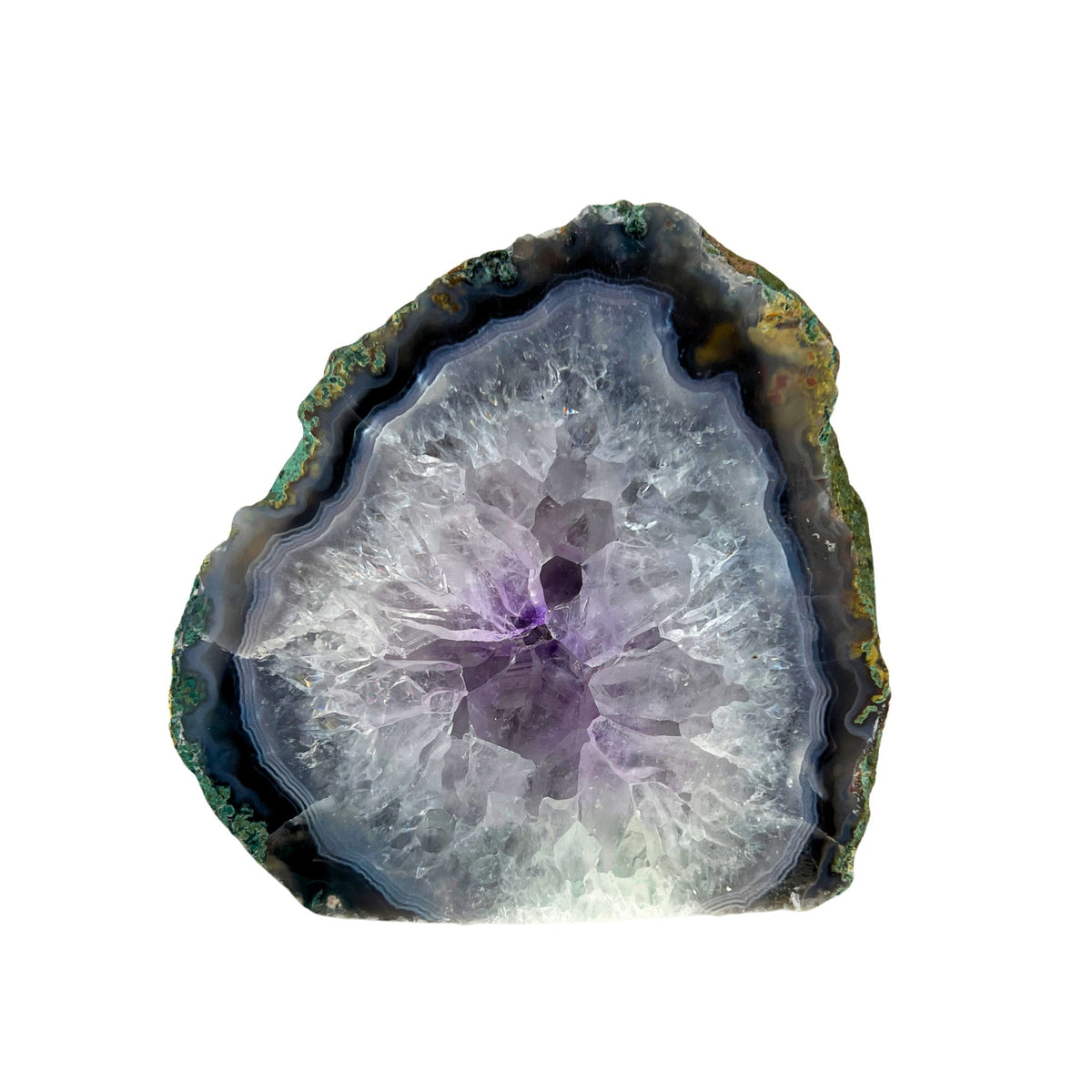 Amethyst Geode Half With Blue Agate - 4.3 x 4.2 inch