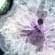 Amethyst Geode Half With Blue Agate - 4.3 x 4.2 inch