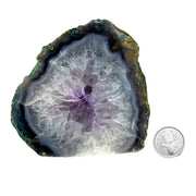Amethyst Geode Half With Blue Agate - 4.3 x 4.2 inch