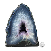Amethyst Geode Half With Blue Agate - 7.9 x 6.5 inch