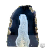 Blue Agate Geode Half - 7.9 x 6.8 inch