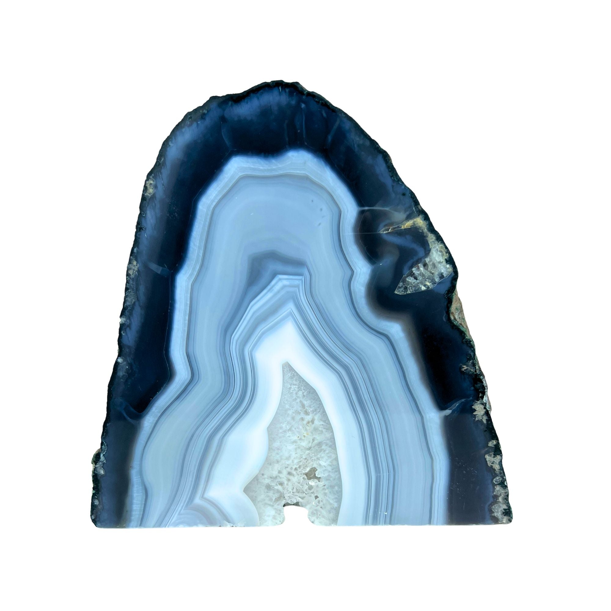 Blue Agate Geode Half - 6.1 x 6.6 inch