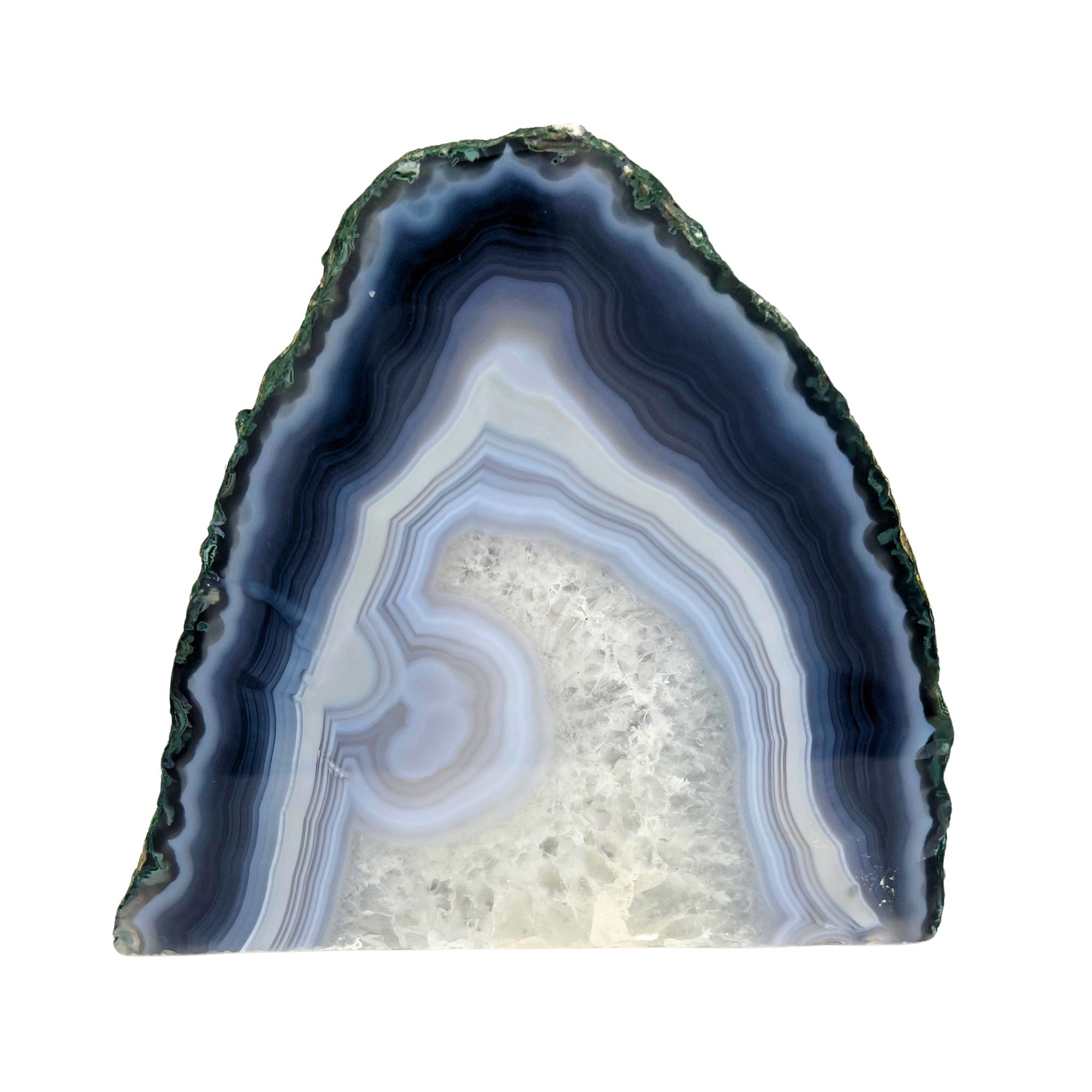 Blue Agate Geode Half - 5.9 x 6.4 inch