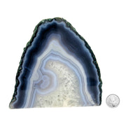 Blue Agate Geode Half - 5.9 x 6.4 inch