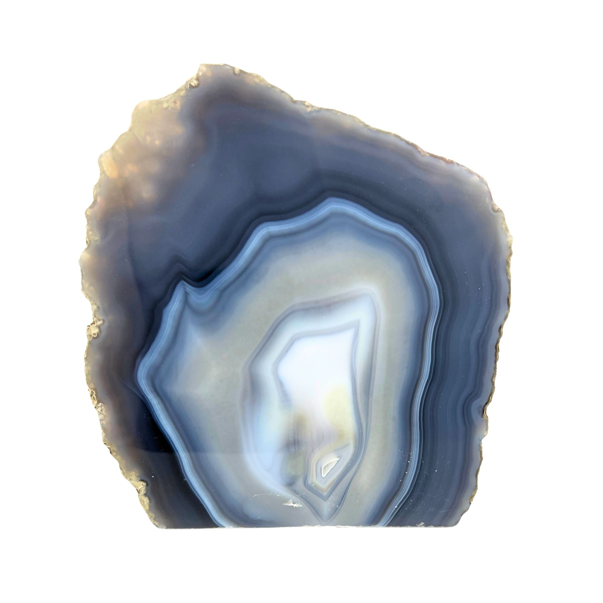Blue Agate Geode Half - 6.0 x 5.6 Inch