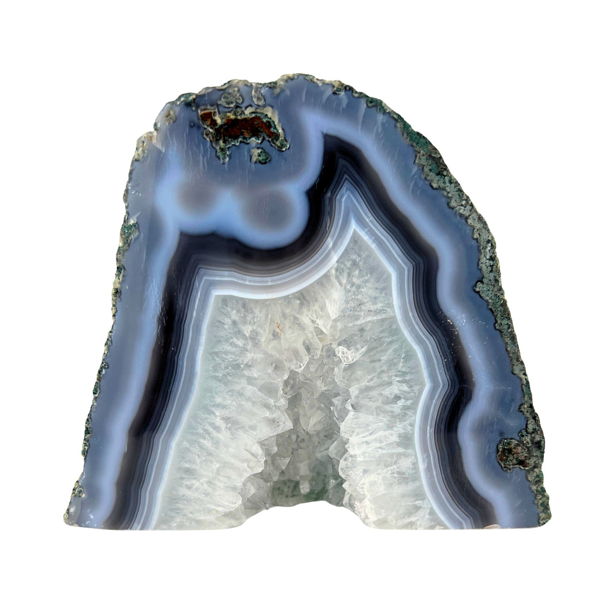 Blue Agate Geode Half - 5.1 x 6.0 inch