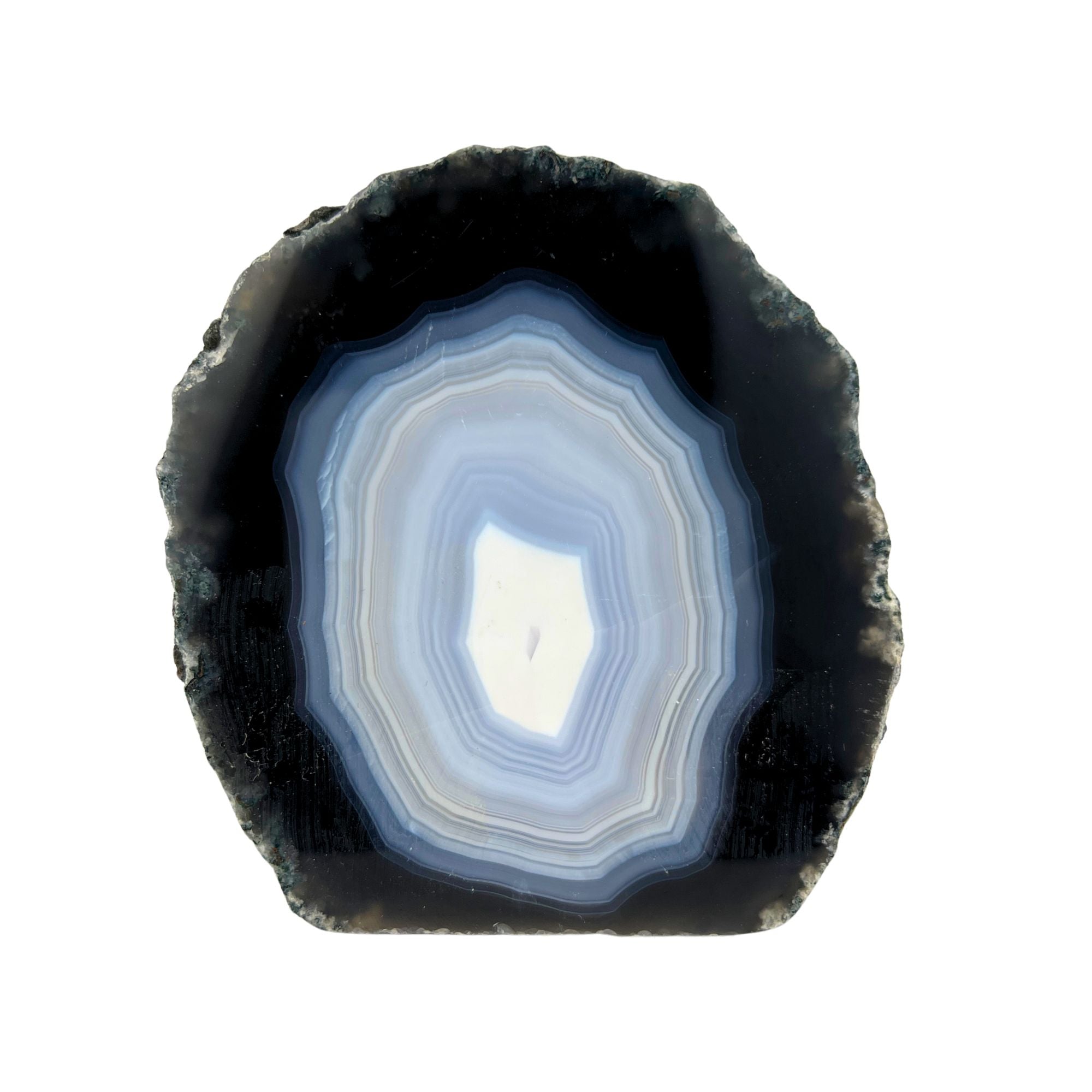 Blue Agate Geode Half - 3.7 x 3.4 inch