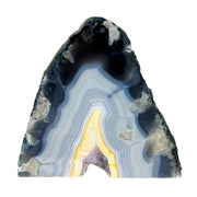 Blue Agate Geode Half With Amethyst - 5.4 x 5.7 inch