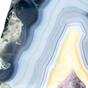 Blue Agate Geode Half With Amethyst - 5.4 x 5.7 inch
