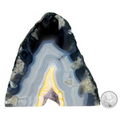 Blue Agate Geode Half With Amethyst - 5.4 x 5.7 inch