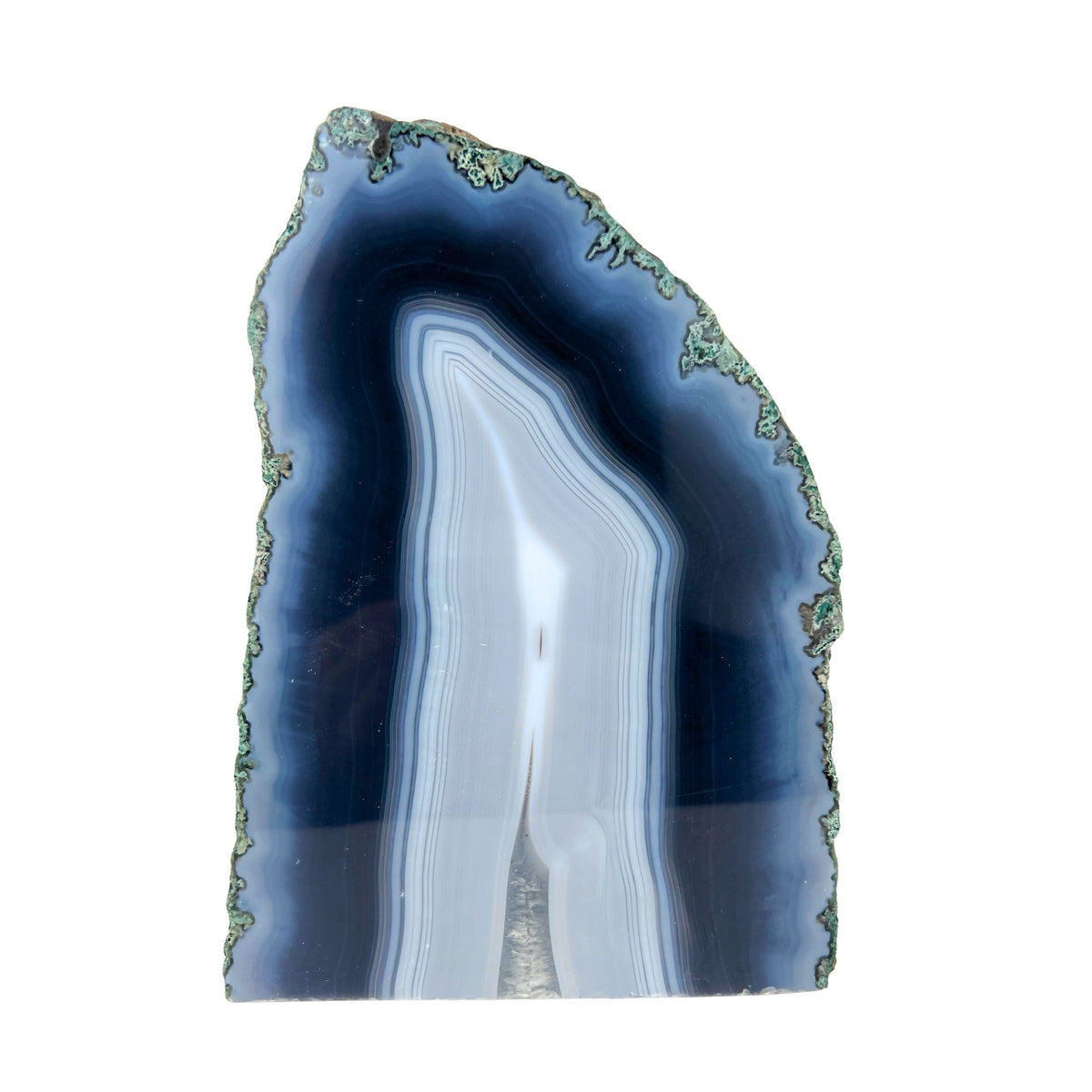 Blue Agate Geode Half - 7.6 x 4.9 inch