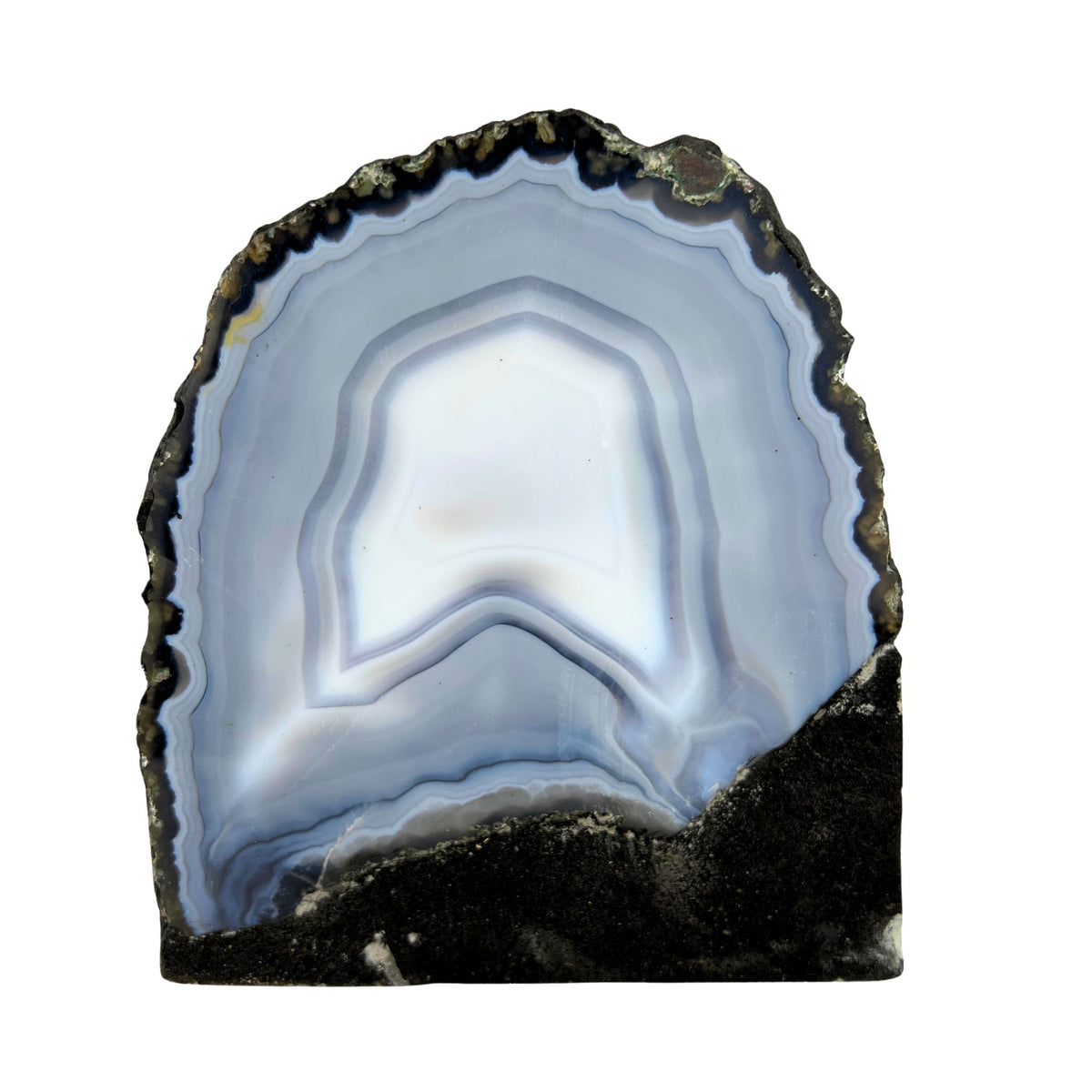Blue Agate Geode Half - 6.3 x 5.8 inch