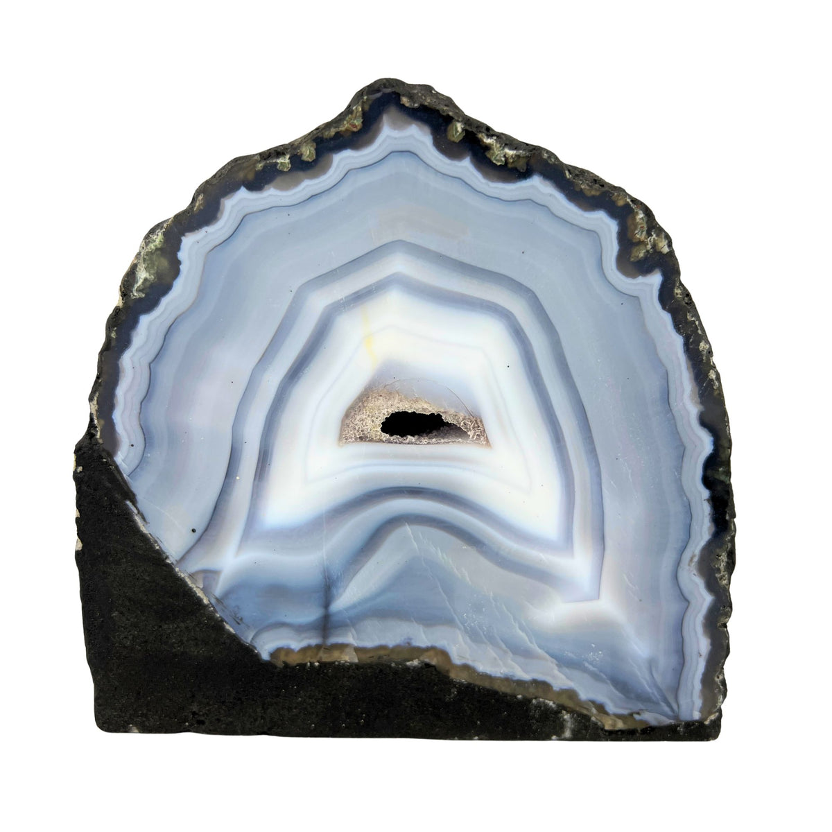 Blue Agate Geode Half - 5.6 x 5.8 inch