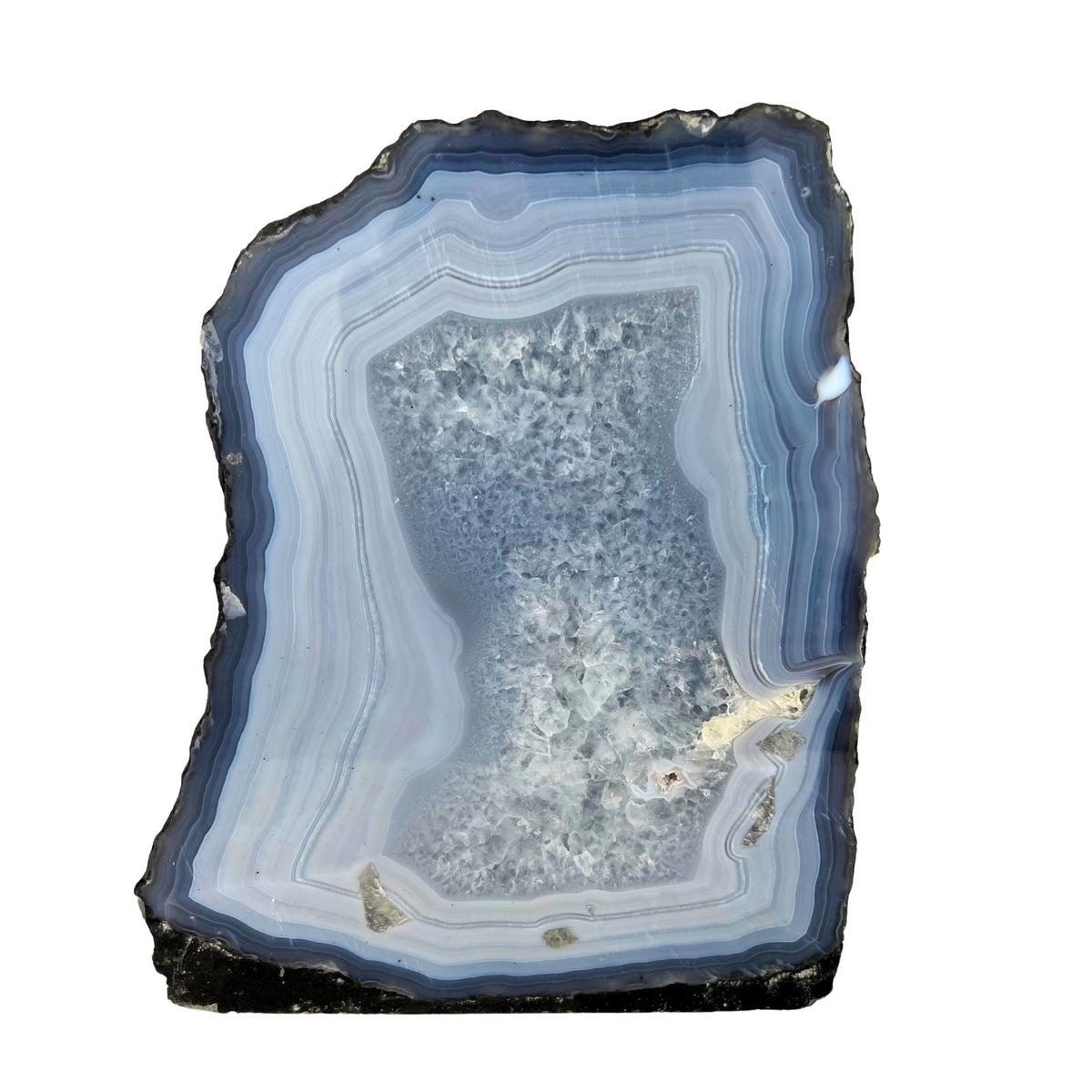 Blue Agate Geode Half - 9.4 x 7.4 inch