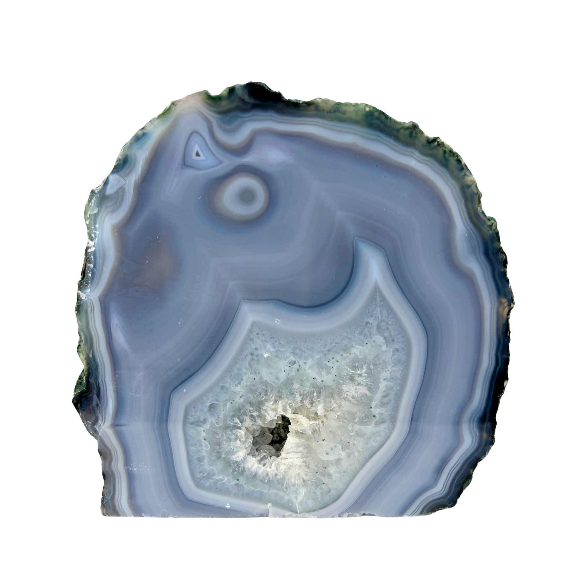Blue Agate Geode Half - 4.8 x 4.9 inch