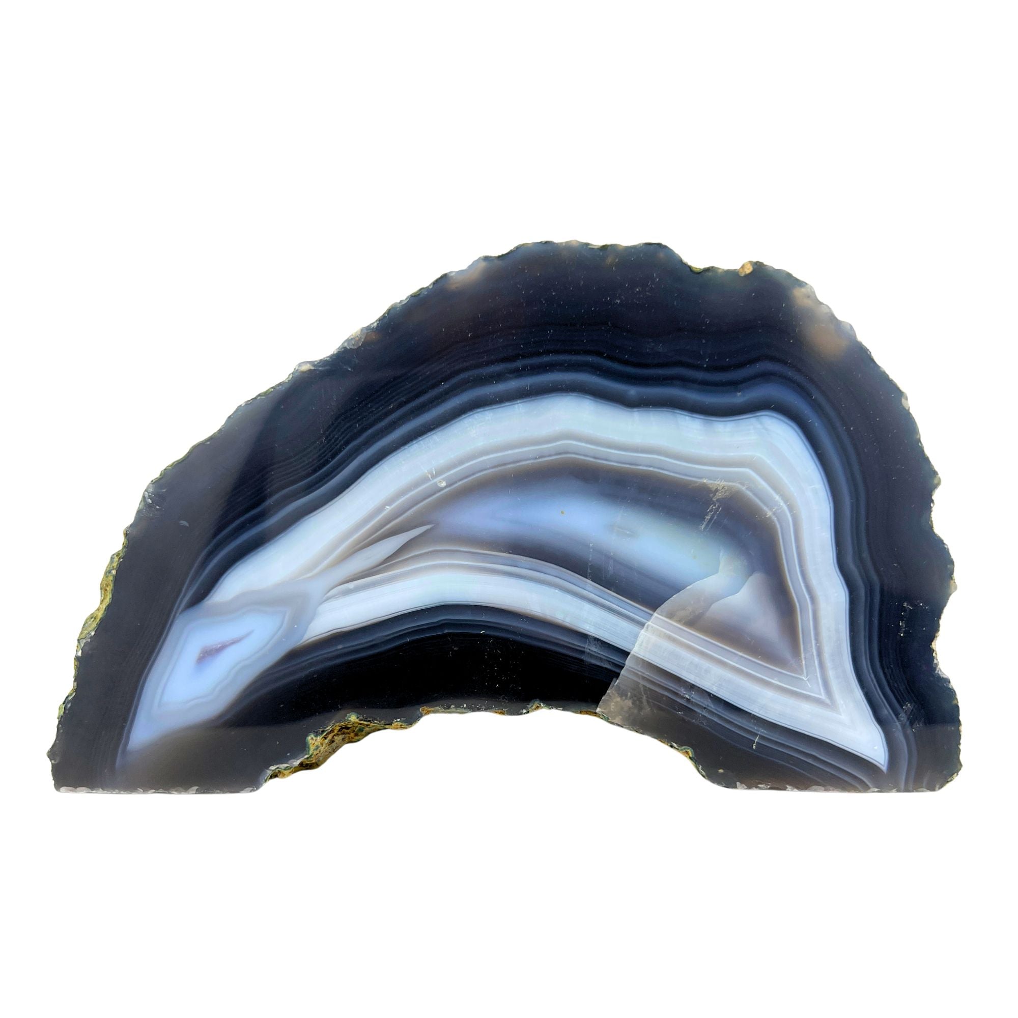 Blue Agate Geode Half - 3.3 x 6.2 inch