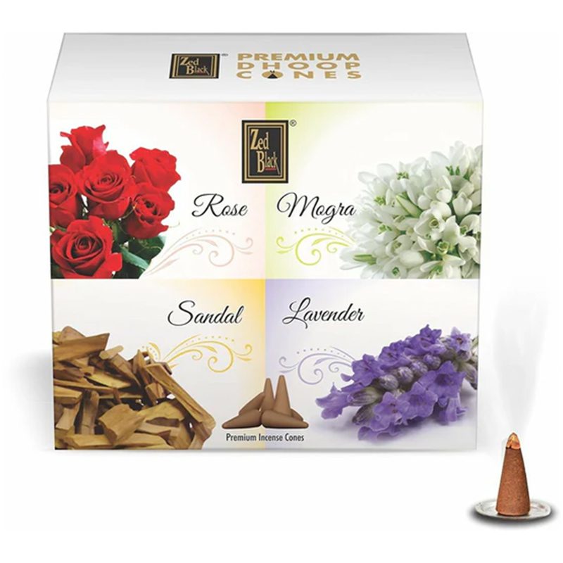 Zed Black Assorted Dhoop Cones (12 Cones)