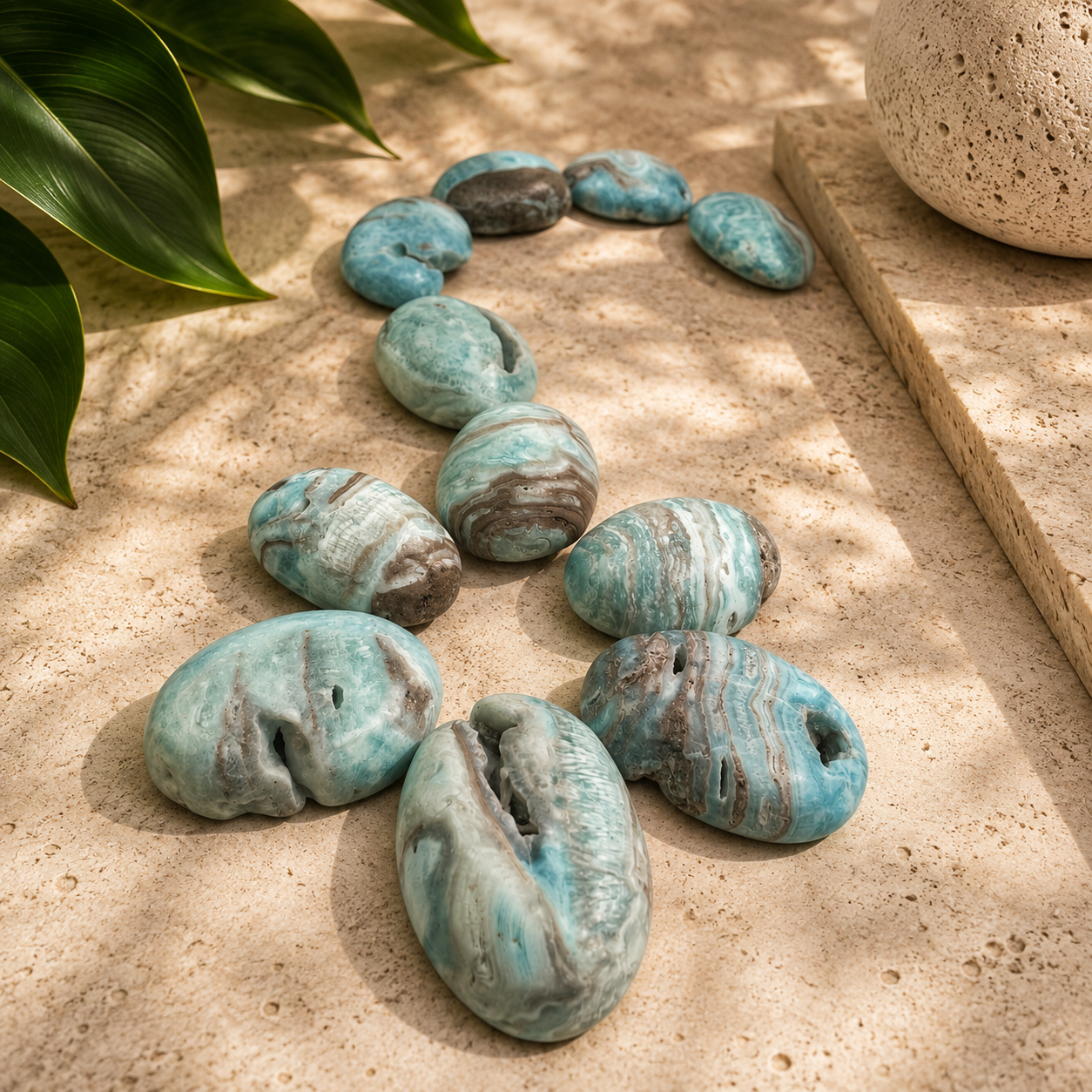 Blue Aragonite Worry Stone - 1.5 inch