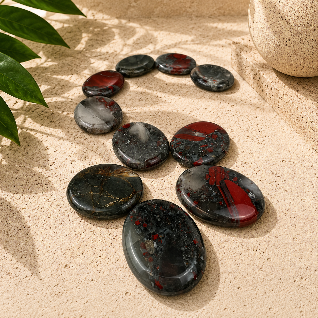 African Bloodstone Worry Stone - 2 inch
