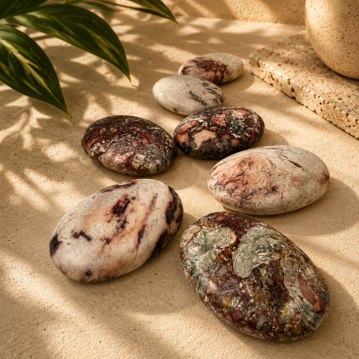 Pink Porcelain Jasper Palm Stone - 2.5-2.75 inch