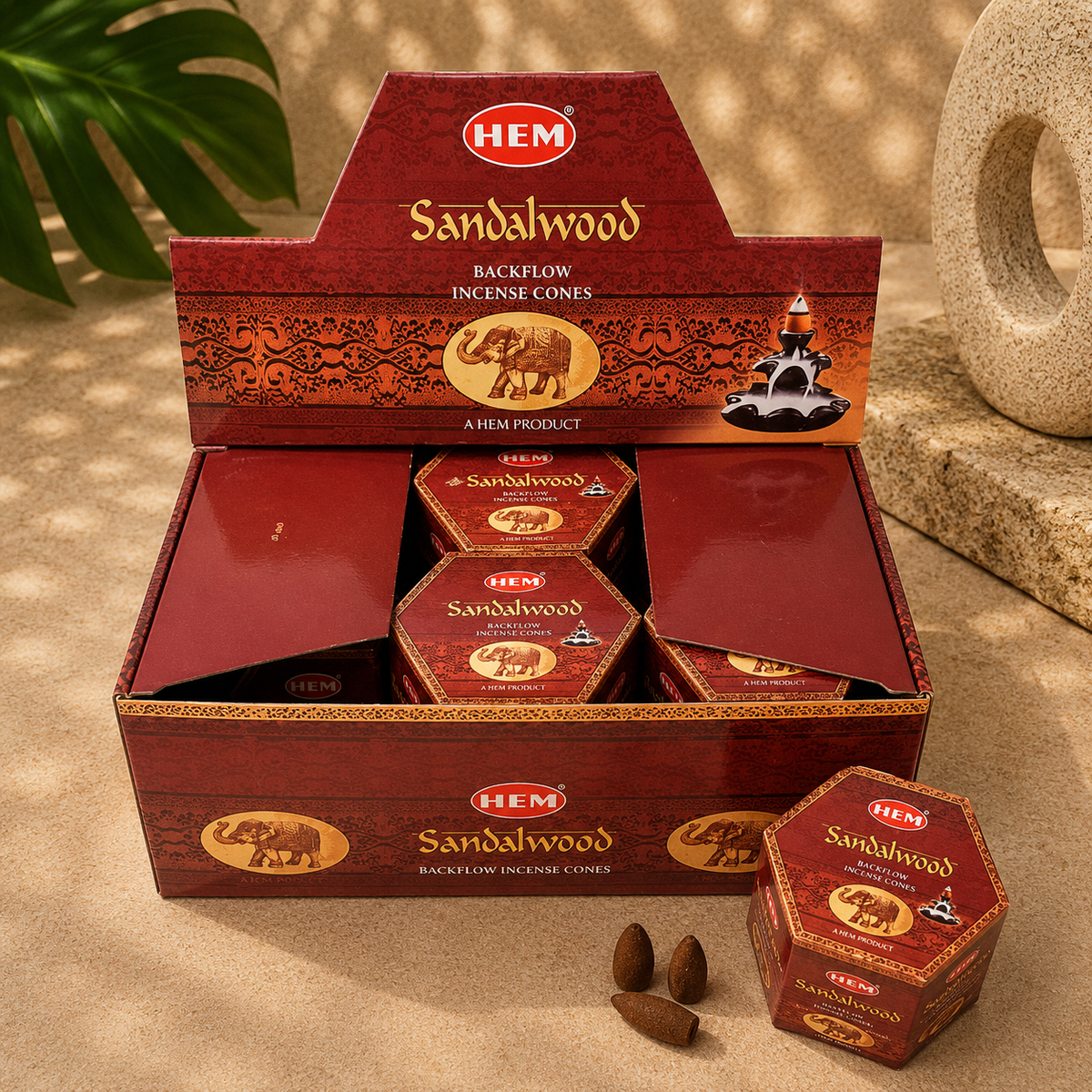 HEM Sandalwood Backflow Cones (40 Cones)