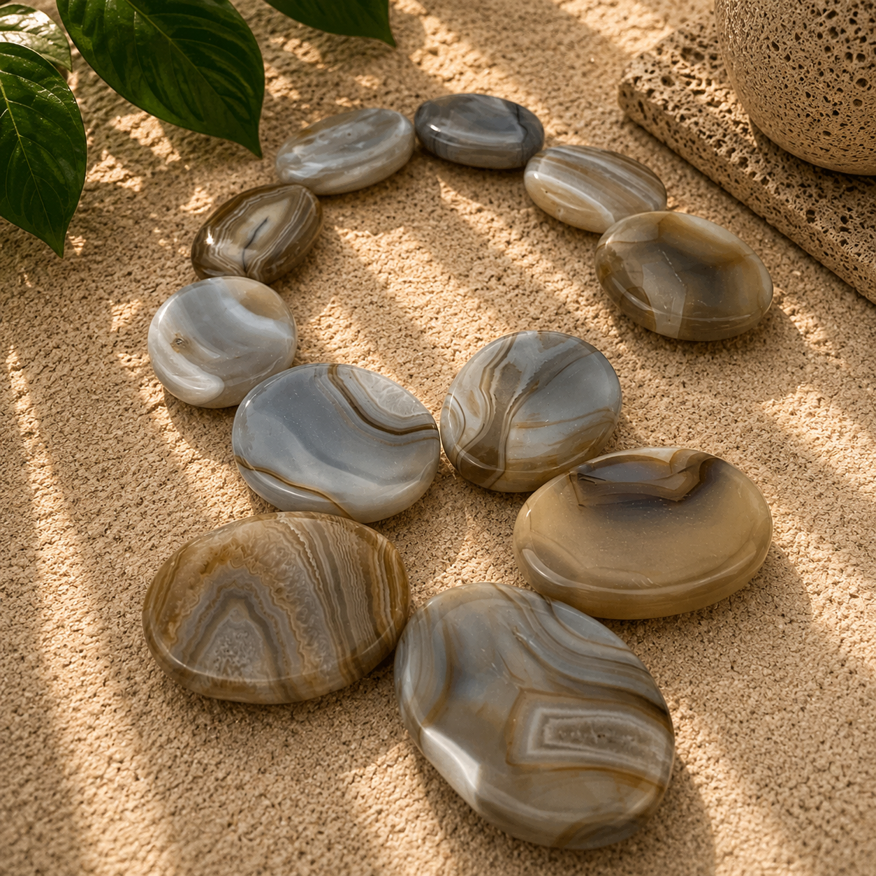 Banded Agate Worry Stone - 1.5 inch